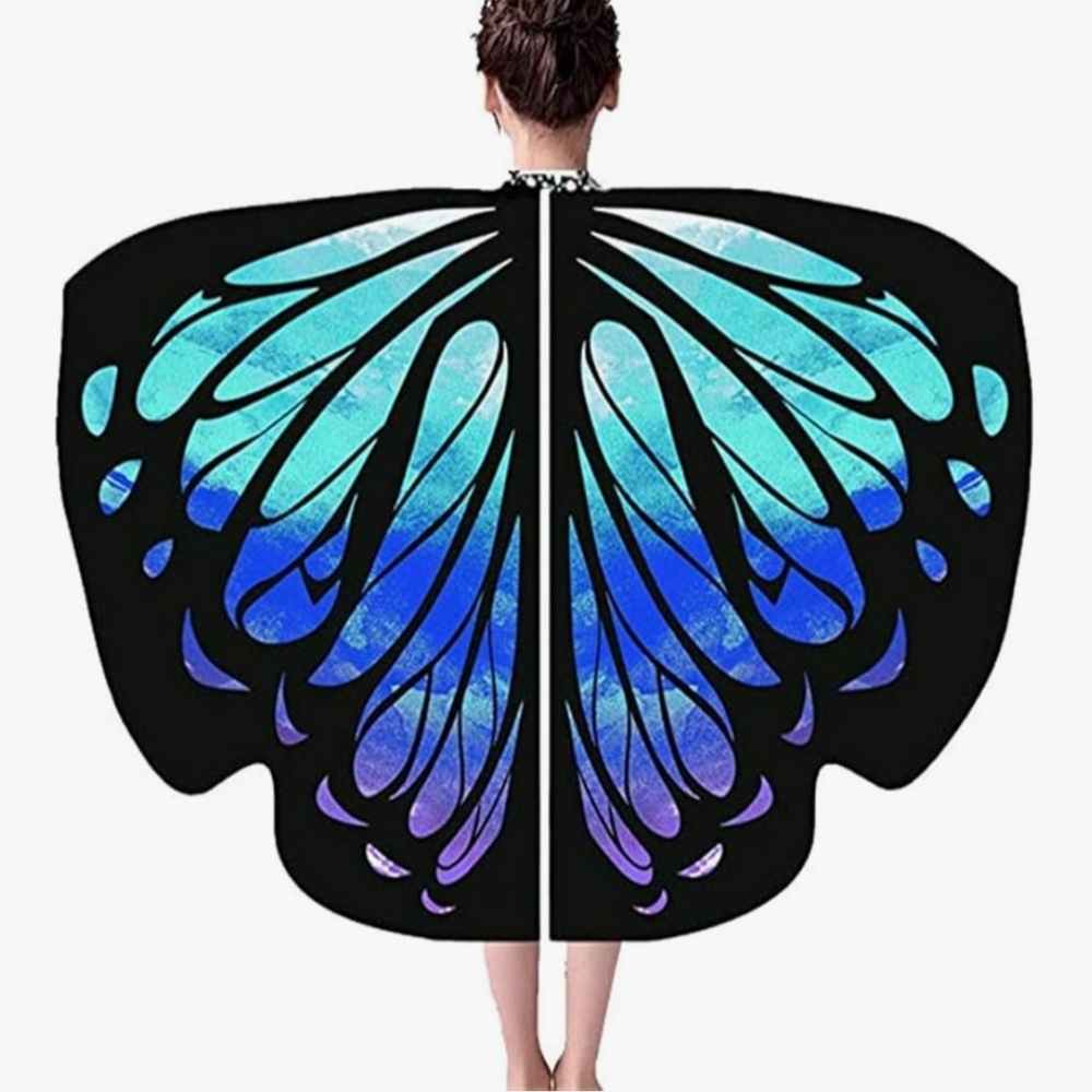 Butterfly Wing Cape in Black and Blue